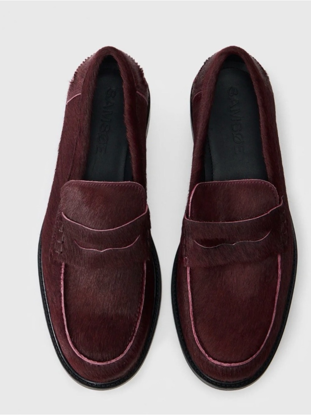 SAMSOE Burgundy Haircalf Penny Loafers